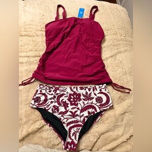 Cupshe Magenta Tankini Top with Adjustable Straps